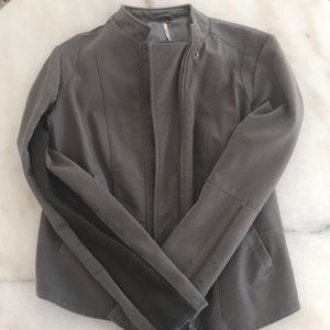 Free People Grey Vegan Suede Moto Jacket